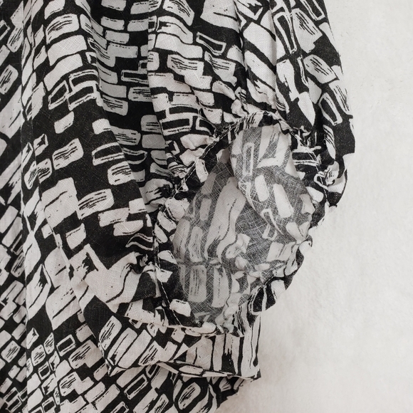 Bryn Walker linen top Women Oversized Med black and white 100% linen lagenlook - Picture 7 of 9